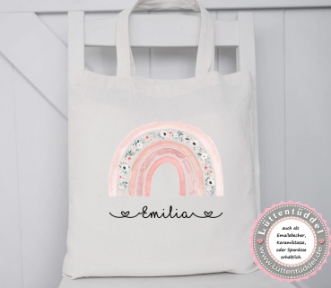 Preview: zuckersüße Tasche Regenbogen Flower Wechselwäsche Wechselkleidung (personalisiert) Kindergarten  Wunschname KITA Kindergarten Lüttentüddel®